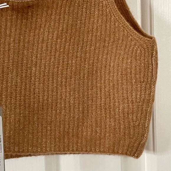 Everlane Brown Square Neck Crop Tank Top Size Medium - Picture 3 of 8